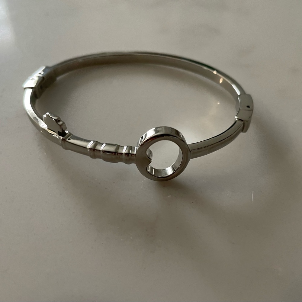 Silver key bracelet. Bangle bracelet
